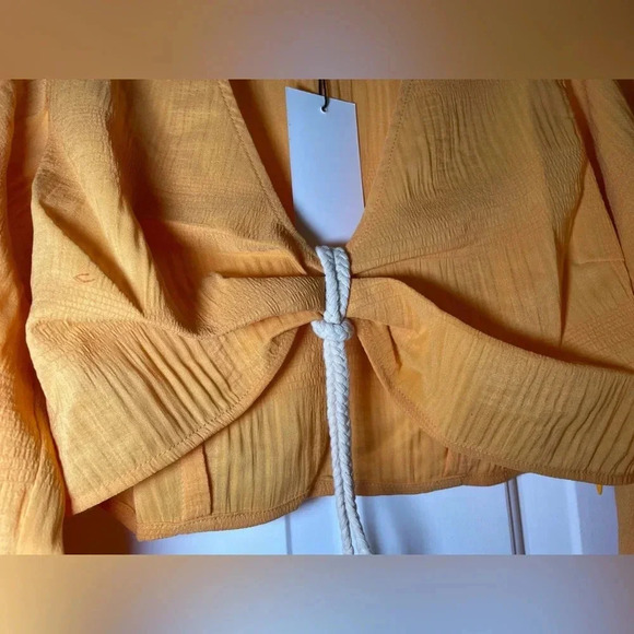 Vici X Caitlyn Woman’s Crop Top Size Medium Long Sleeve V Neck Rope Tie NEW - Picture 5 of 8